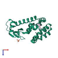 PDB entry 2rbr coloured by chain, top view.