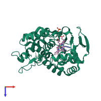 PDB entry 2rbx coloured by chain, top view.
