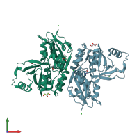 PDB entry 2rc7 coloured by chain, front view.