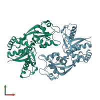 PDB entry 2rca coloured by chain, front view.