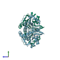 PDB entry 2rca coloured by chain, side view.