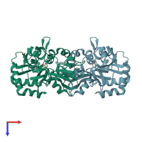 PDB entry 2rca coloured by chain, top view.