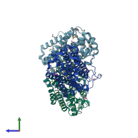 PDB entry 2rcc coloured by chain, side view.