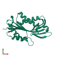 PDB entry 2rci coloured by chain, front view.