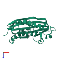 PDB entry 2rci coloured by chain, top view.