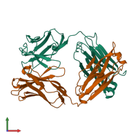 PDB entry 2rcs coloured by chain, front view.