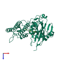 PDB entry 2rcw coloured by chain, top view.