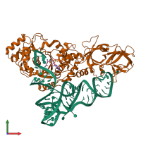 PDB entry 2rd2 coloured by chain, front view.
