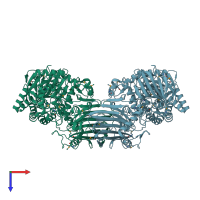 PDB entry 2rdy coloured by chain, top view.