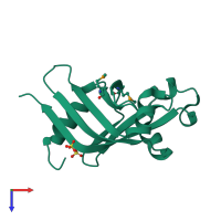 PDB entry 2re7 coloured by chain, top view.