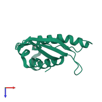 PDB entry 2rea coloured by chain, top view.