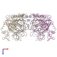 PDB entry 2rec coloured by chain, top view.