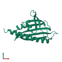 PDB entry 2rer coloured by chain, front view.