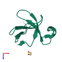 Monomeric assembly 1 of PDB entry 2rf0 coloured by chemically distinct molecules, top view.