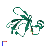 Monomeric assembly 4 of PDB entry 2rf0 coloured by chemically distinct molecules, top view.