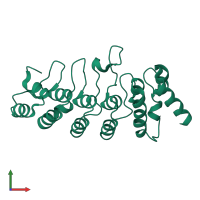 PDB entry 2rfa coloured by chain, front view.