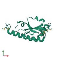 PDB entry 2rff coloured by chain, front view.