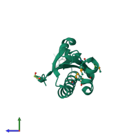 PDB entry 2rff coloured by chain, side view.