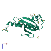 PDB entry 2rff coloured by chain, top view.