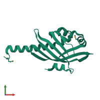 PDB entry 2rfr coloured by chain, front view.