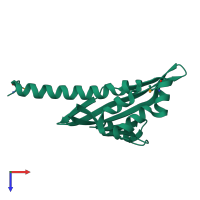 PDB entry 2rfr coloured by chain, top view.