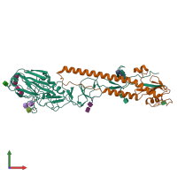 PDB entry 2rft coloured by chain, front view.