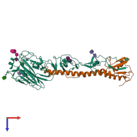 PDB entry 2rft coloured by chain, top view.