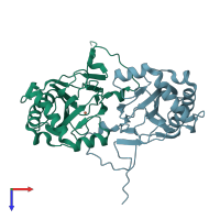 PDB entry 2rg4 coloured by chain, top view.