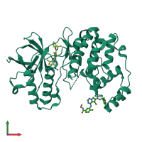 PDB entry 2rg6 coloured by chain, front view.