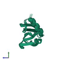 PDB entry 2rgf coloured by chain, ensemble of 10 models, side view.