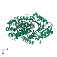 PDB entry 2rgh coloured by chain, top view.