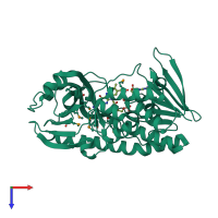 PDB entry 2rgj coloured by chain, top view.