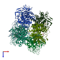 PDB entry 2rgk coloured by chain, top view.