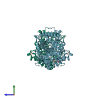 PDB entry 2rgl coloured by chain, side view.