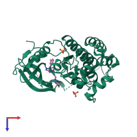 PDB entry 2rgp coloured by chain, top view.