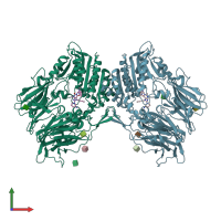 PDB entry 2rgu coloured by chain, front view.