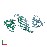 PDB entry 2rgv coloured by chain, front view.