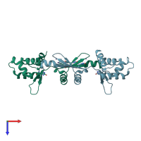 PDB entry 2rgv coloured by chain, top view.