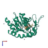 PDB entry 2rgx coloured by chain, top view.