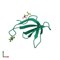 PDB entry 2rh2 coloured by chain, front view.