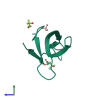 PDB entry 2rh2 coloured by chain, side view.