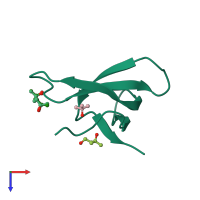 PDB entry 2rh2 coloured by chain, top view.