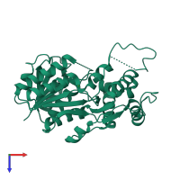 PDB entry 2rh8 coloured by chain, top view.