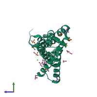 PDB entry 2rha coloured by chain, side view.