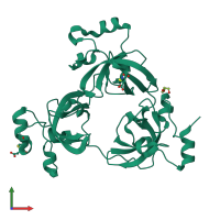 PDB entry 2rhz coloured by chain, front view.
