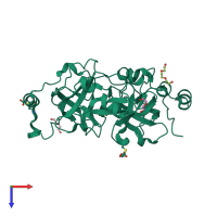 PDB entry 2ri5 coloured by chain, top view.