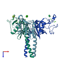 PDB entry 2ria coloured by chain, top view.