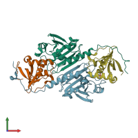 PDB entry 2rii coloured by chain, front view.