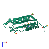 PDB entry 2ril coloured by chain, top view.