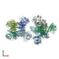 PDB entry 2rir coloured by chain, front view.